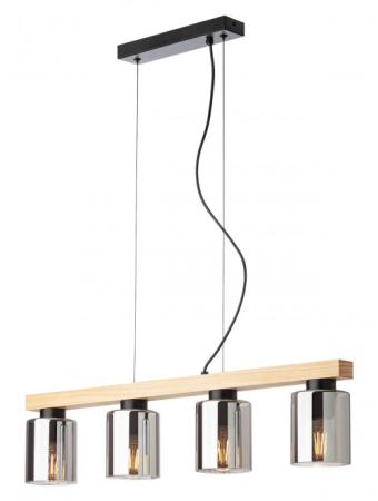 Iluminat interior - Suspensie Rotis, negru mat/lemn, 4x15W E27, 01-3986