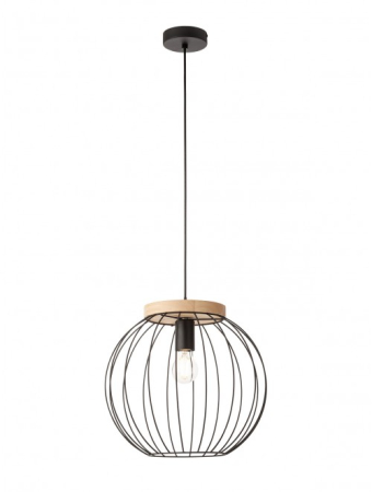 Iluminat interior - Suspensie Trellis, negru/lemn, 1x42W E27, 01-3136