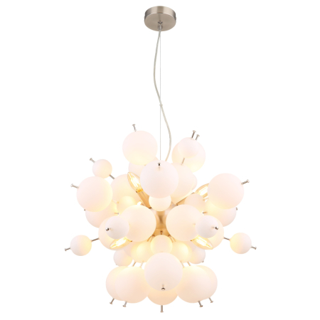 Candelabre - Suspensie Udo, nichel/globuri albe, 6xE14, D55cm