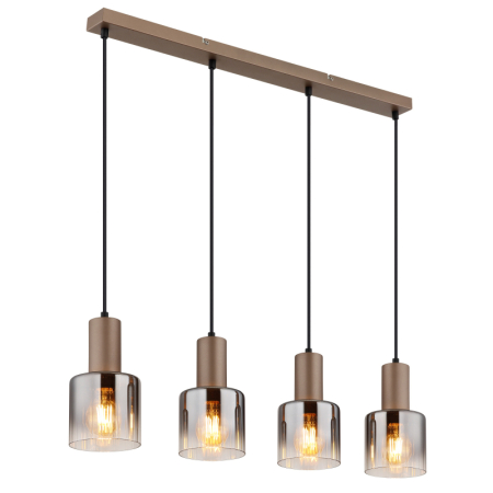 Lustre - Suspensie Walton, metal de culoare cafea, sticlă fumurie,  4x E27