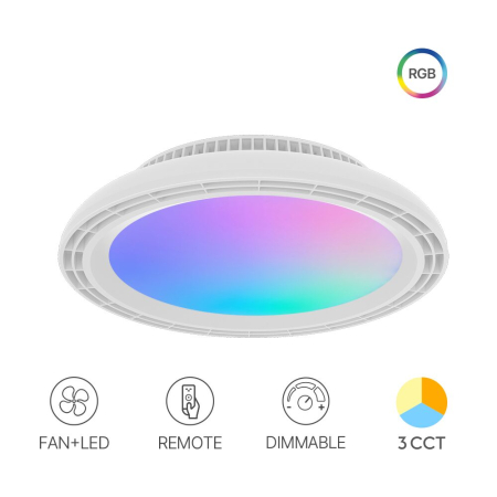 Ventilatoare - Ventilator de tavan LED Fancy, alb, 24W-30W CCT 3000K/4000K/6500K+RGB