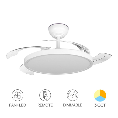 Ventilatoare - Ventilator de tavan LED Fancy, alb, 32W-30W