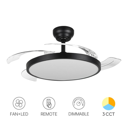 Ventilatoare - Ventilator de tavan LED Fancy, negru, 32W-30W