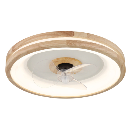 Ventilatoare - Ventilator de tavan LED Gatian,  metal alb, lemn, plastic transparent, 30W CCT 2700-6500K