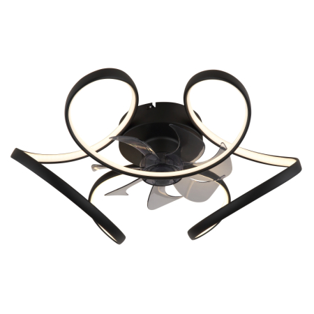 Ventilatoare - Ventilator de tavan LED Loris,  metal negru mat, acril opal, plastic transparent, dimmable, 30W  CCT 3000-6000K