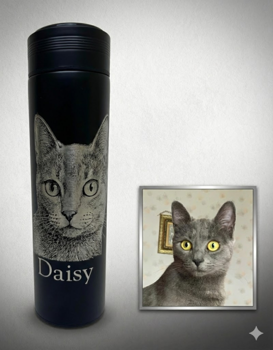 Termos smart metalic cu afisaj temperatura digital, personalizat prin gravura laser cu poza [3]