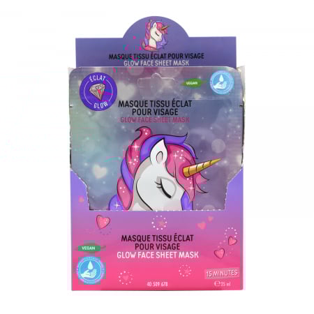 Mască Unicorn pentru Fetițe – Glow Face Sheet Mask, Vegan, 25ml [1]