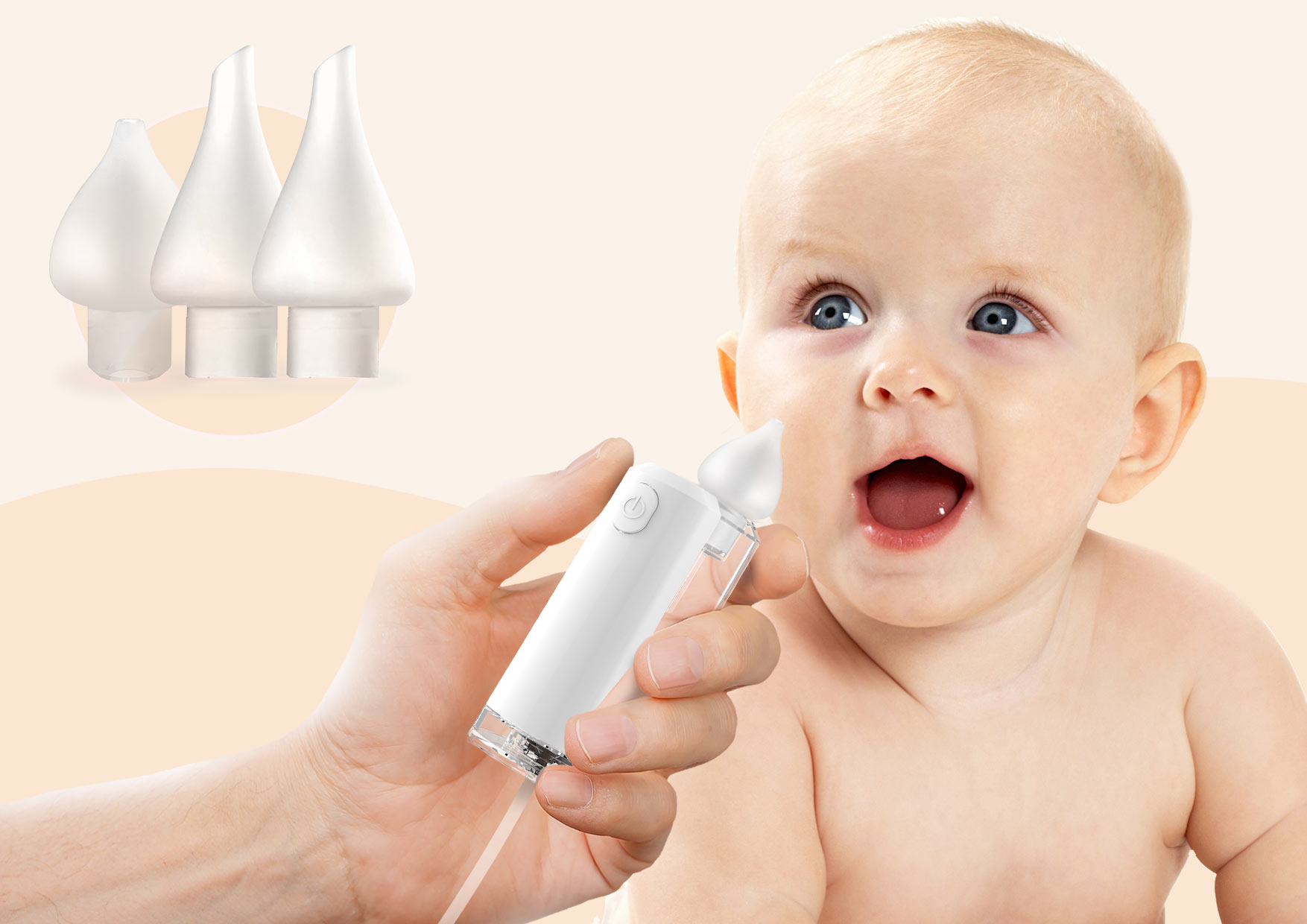 Capetele moi din silicon se potrivesc nasului unui copil