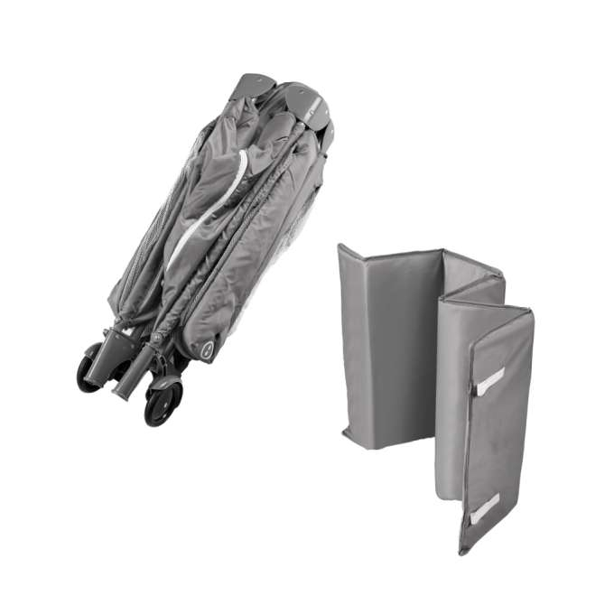 Pătuț de călătorie pliabil cu saltea maxim 15 kg, gri [2]