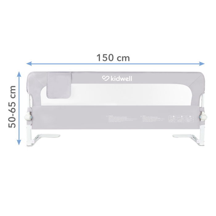 Bariera de protectie pentru pat copii Kidwell CORI Gray, 150 cm [8]