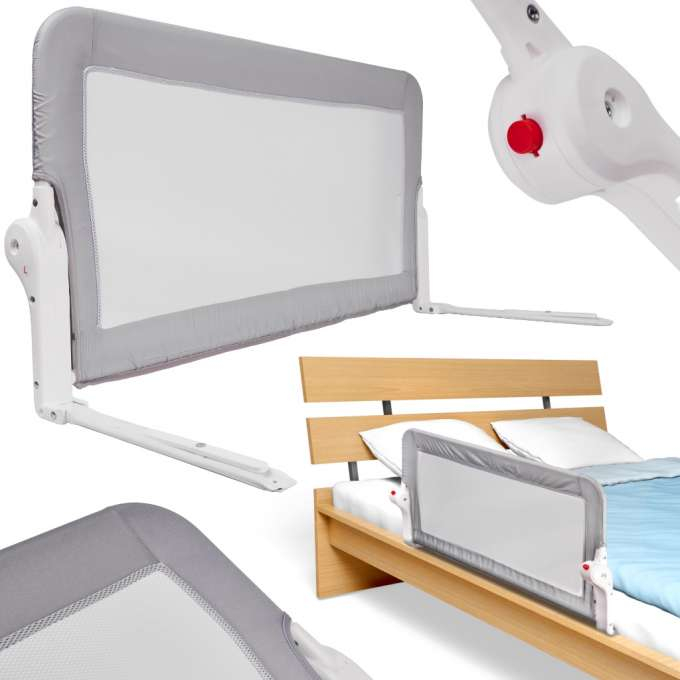 Barieră de siguranță pentru pat, 120 cm, gri [1]