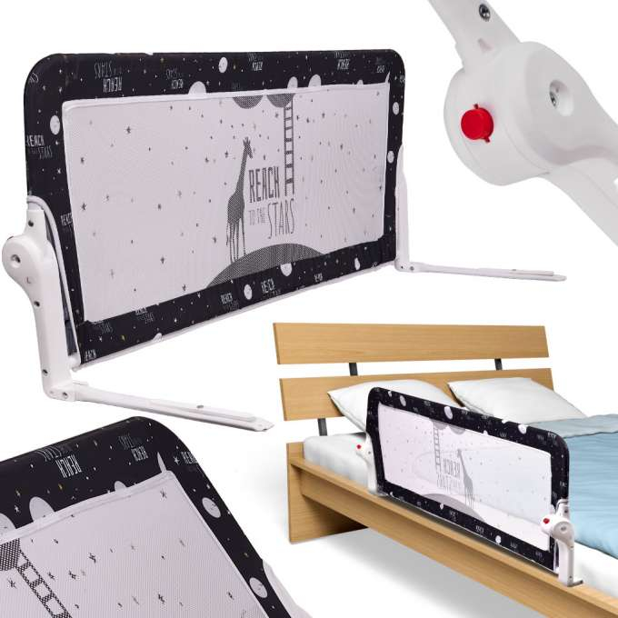 Barieră de siguranță pentru pat, 120 cm, neagră [1]