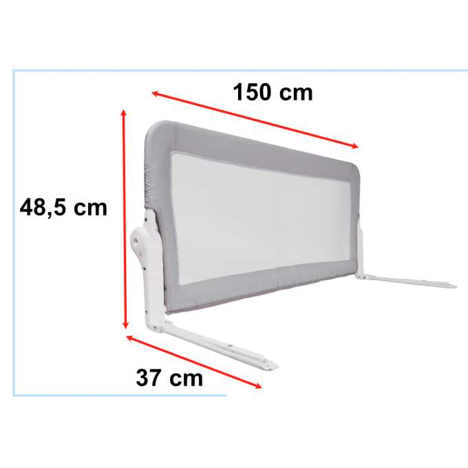 Barieră de siguranță pentru pat 150 cm gri [5]