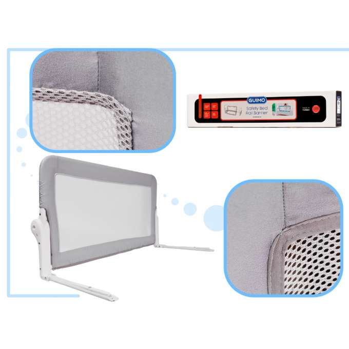 Barieră de siguranță pentru pat 150 cm gri [2]