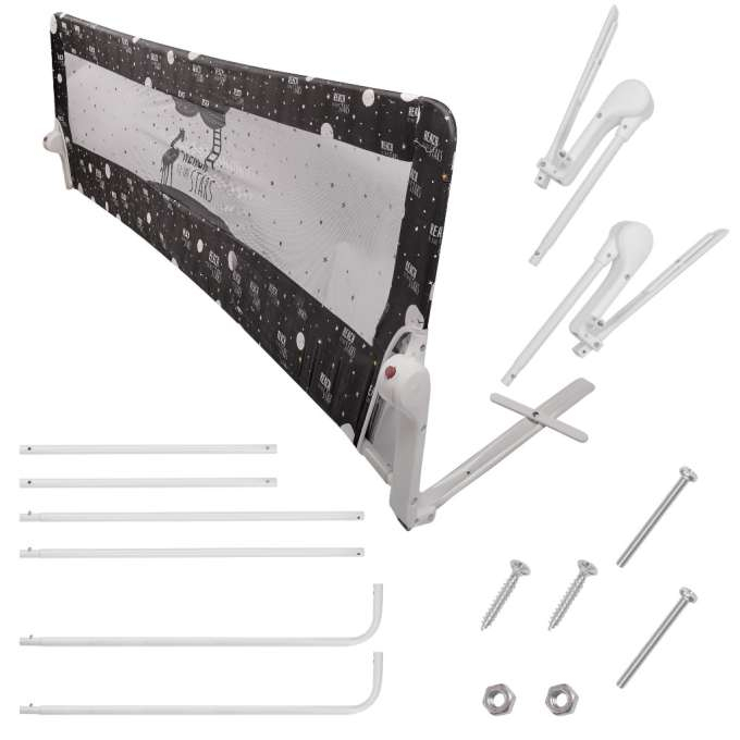 Barieră de siguranță pentru pat, 200 cm, negru [7]