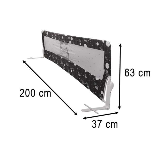 Barieră de siguranță pentru pat, 200 cm, negru [2]