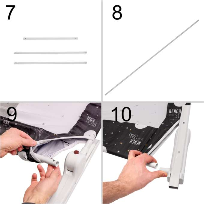 Barieră de siguranță pentru pat, 200 cm, negru [6]