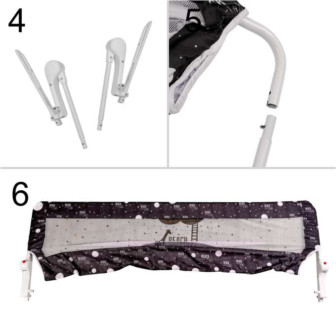 Barieră de siguranță pentru pat, 200 cm, negru [5]