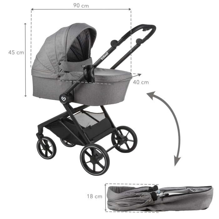 Cărucior multifunctional 2in 1 VELMONT, gri [14]