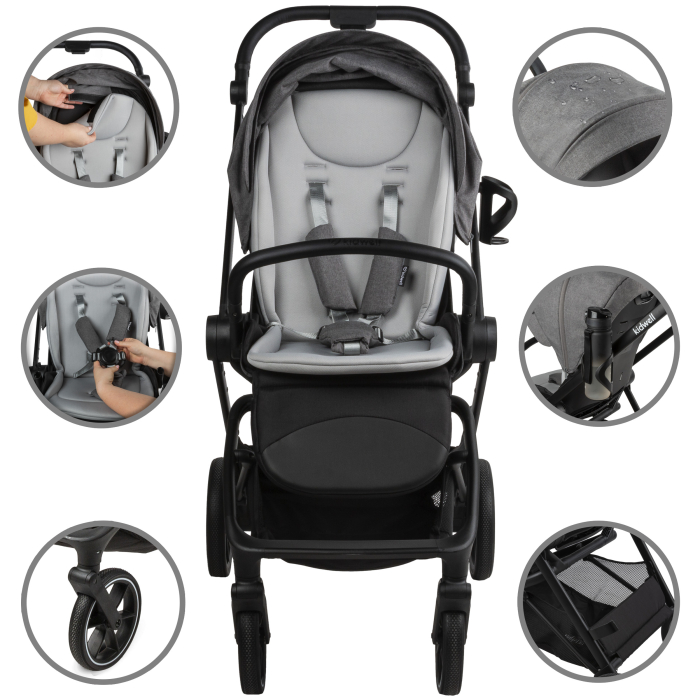 Cărucior multifunctional 2in 1 VELMONT, gri [3]