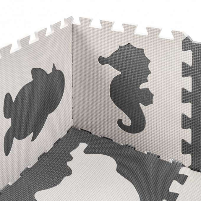 Covor tip puzzle spuma , 9 piese, gri-ecru, antiderapant, 85x85x1cm [5]