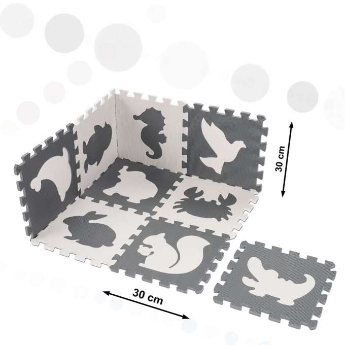 Covor tip puzzle spuma , 9 piese, gri-ecru, antiderapant, 85x85x1cm [6]