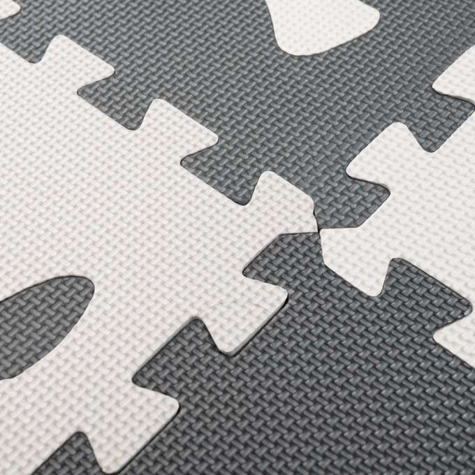 Covor tip puzzle spuma , 9 piese, gri-ecru, antiderapant, 85x85x1cm [4]