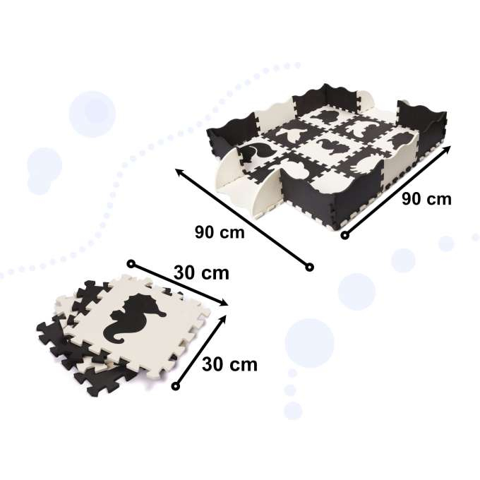Covoras de joaca pentru copii din spuma EVA puzzle negru-ecru 25 piese [9]