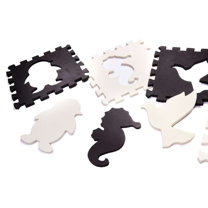Covoras de joaca pentru copii din spuma EVA puzzle negru-ecru 25 piese [6]