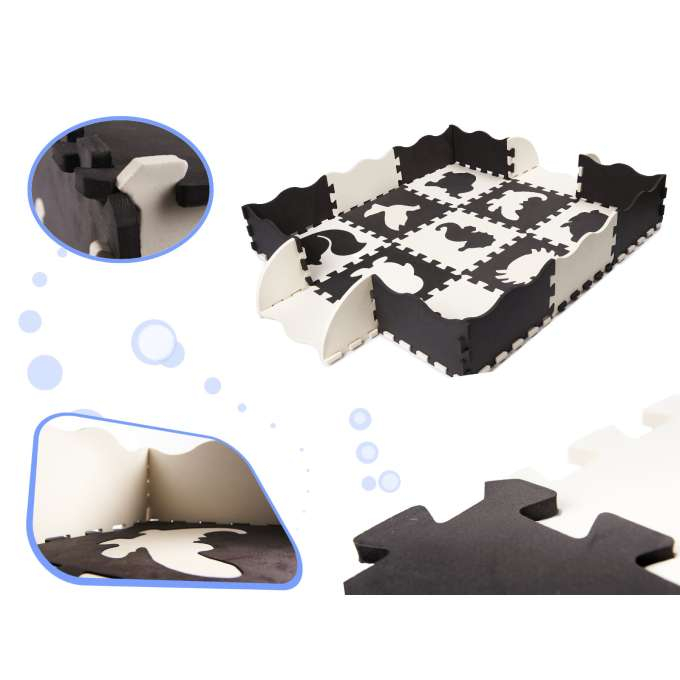 Covoras de joaca pentru copii din spuma EVA puzzle negru-ecru 25 piese [3]