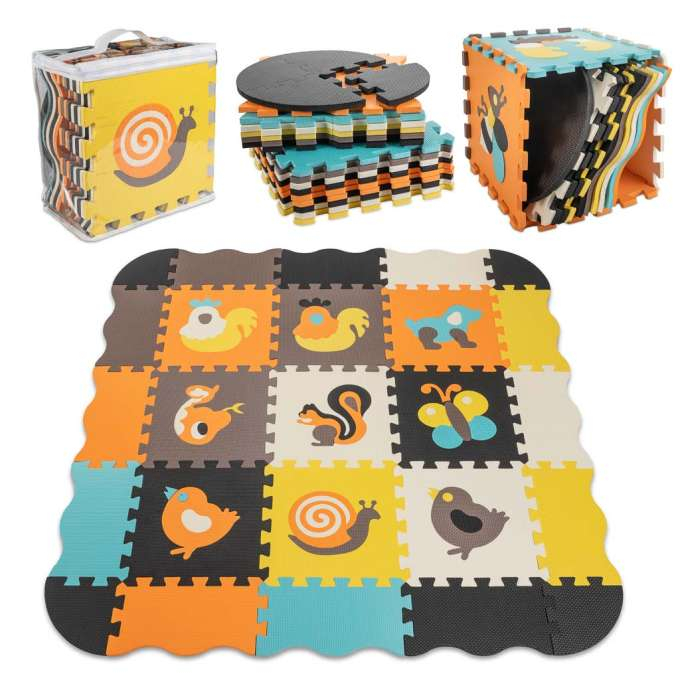 Covoras de joaca si tarc pentru copii din spuma EVA puzzle cu animale 25 piese [1]