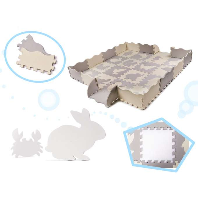 Covoraș educativ din spumă, puzzle, gri-bej, 36 de elemente, 150x150cm [3]