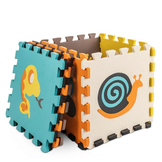 Covoraș puzzle din spumă pentru copii cu 9 elemenți, animale colorate, 85cm x 85cm x 1cm [5]