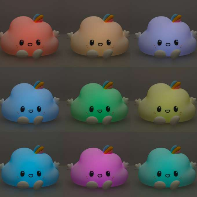 Lampă de veghe pentru copii, silicon, tactil, LED, alb, RGB, nor [9]