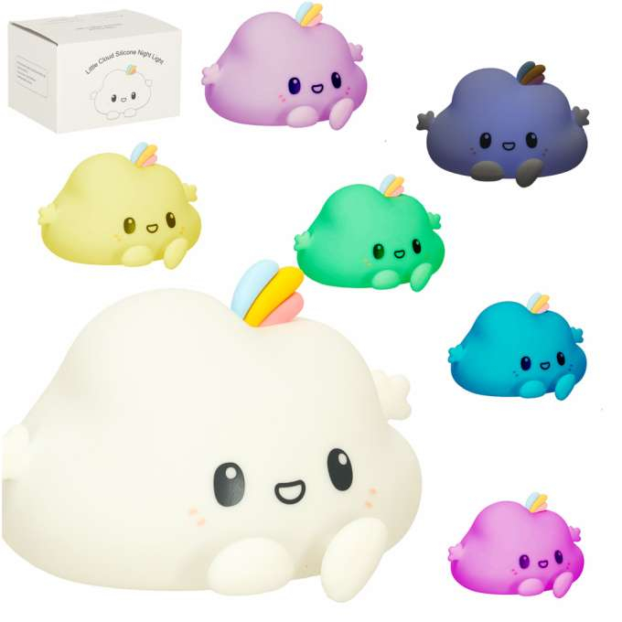 Lampă de veghe pentru copii, silicon, tactil, LED, alb, RGB, nor [1]