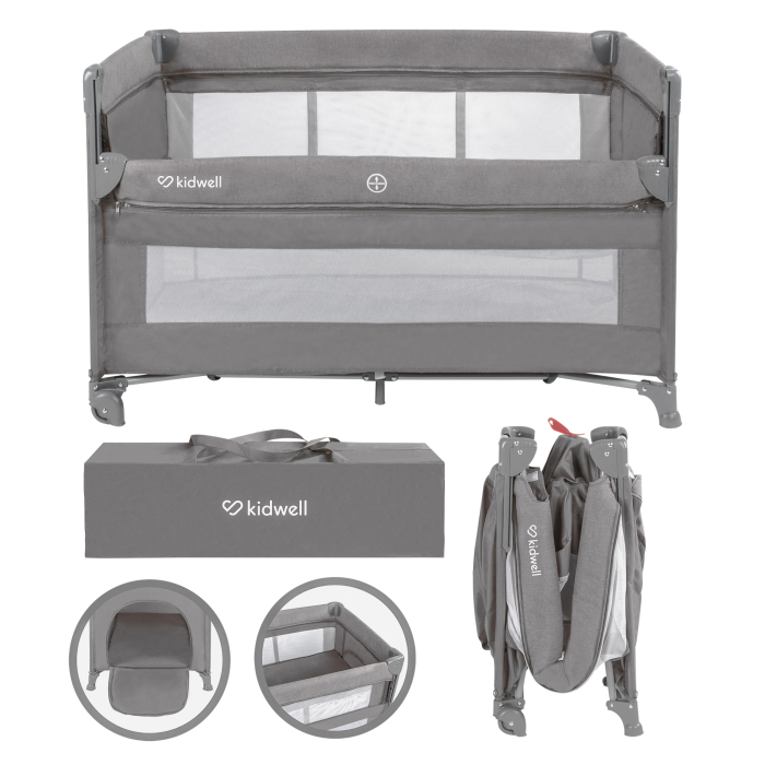 Pătuț de călătorie cu două niveluri BLISSY Lift ,culoare GRI [1]