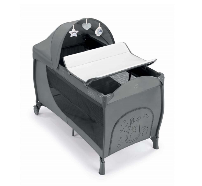 Pătuț de călătorie DAILY PLUS , cu saltea de înfășat și geantă de transport incluse ,GRI [1]