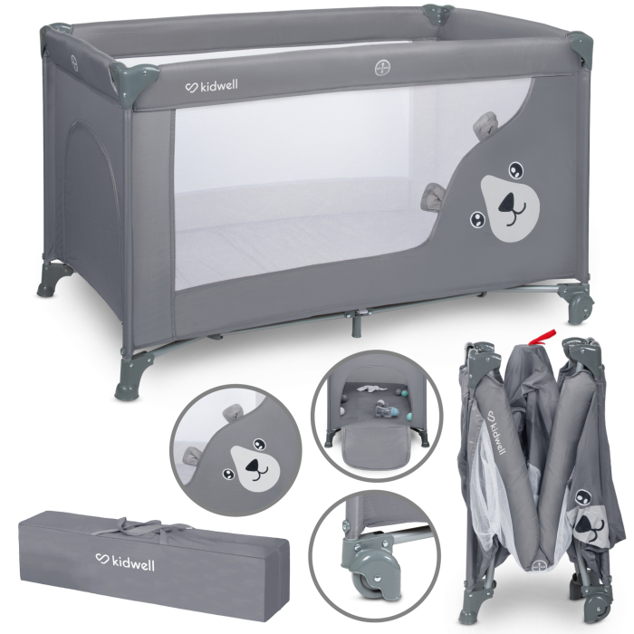 Pătuț de călătorie cu un singur nivel BLISSY BASIC ,culoare GRI [6]