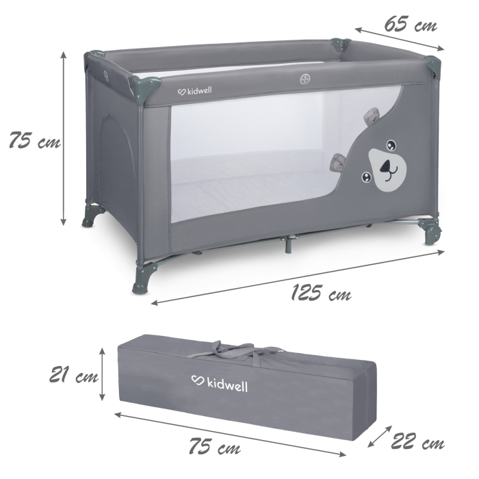 Pătuț de călătorie cu un singur nivel BLISSY BASIC ,culoare GRI [4]