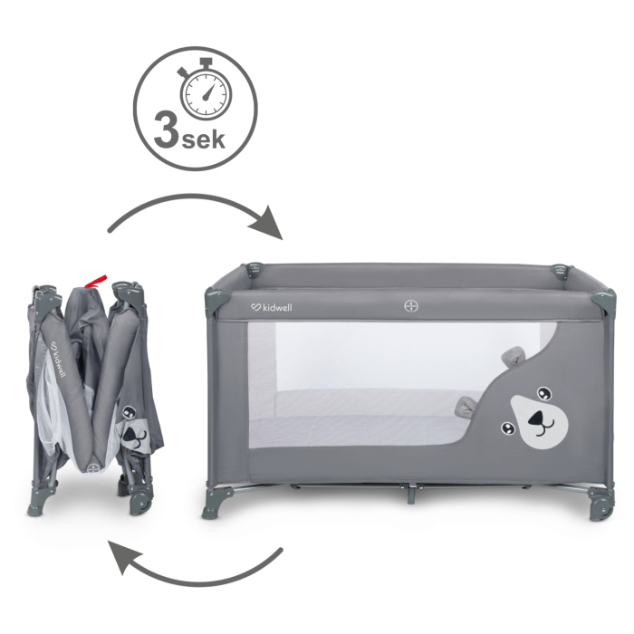 Pătuț de călătorie cu un singur nivel BLISSY BASIC ,culoare GRI [3]