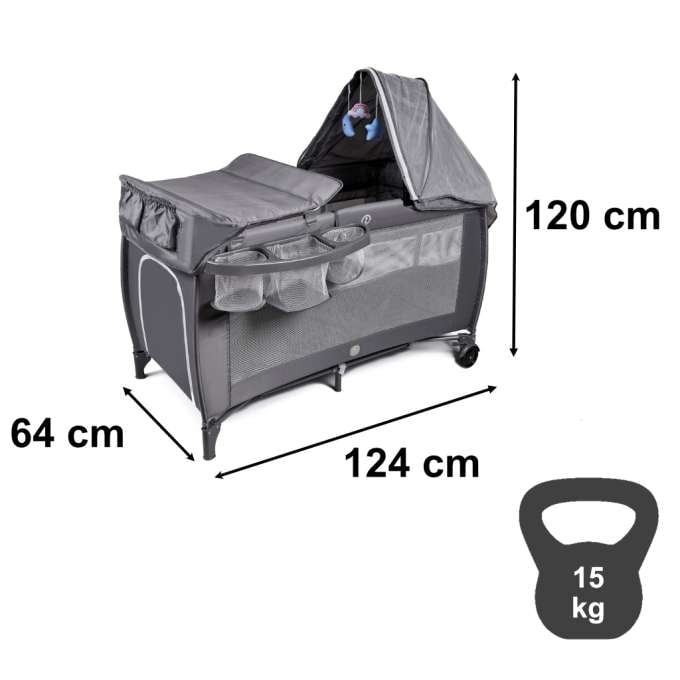 Pătuț de călătorie pliabil cu două niveluri, masă de înfășat maxim 15 kg [2]