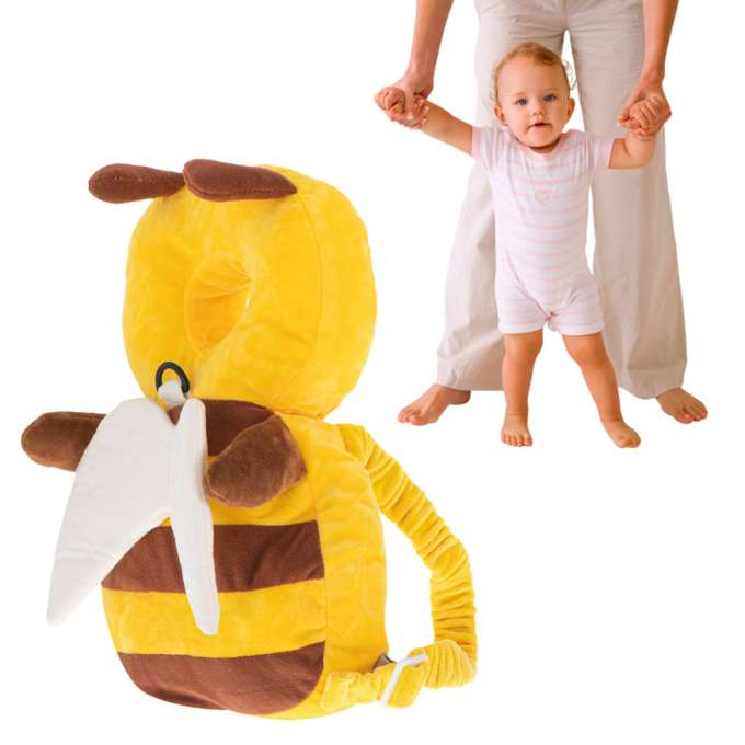 Pernă de protecție cap pentru primii pasi, cu ham de sustinere inclus, albina ,galben-maro [8]