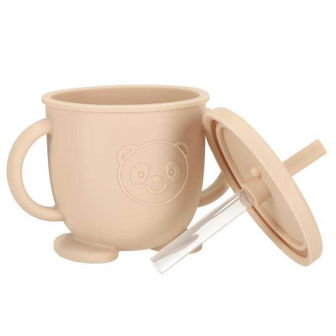 Set  hranire  din silicon pentru copii , bufniță, 8 elemente, bej [6]