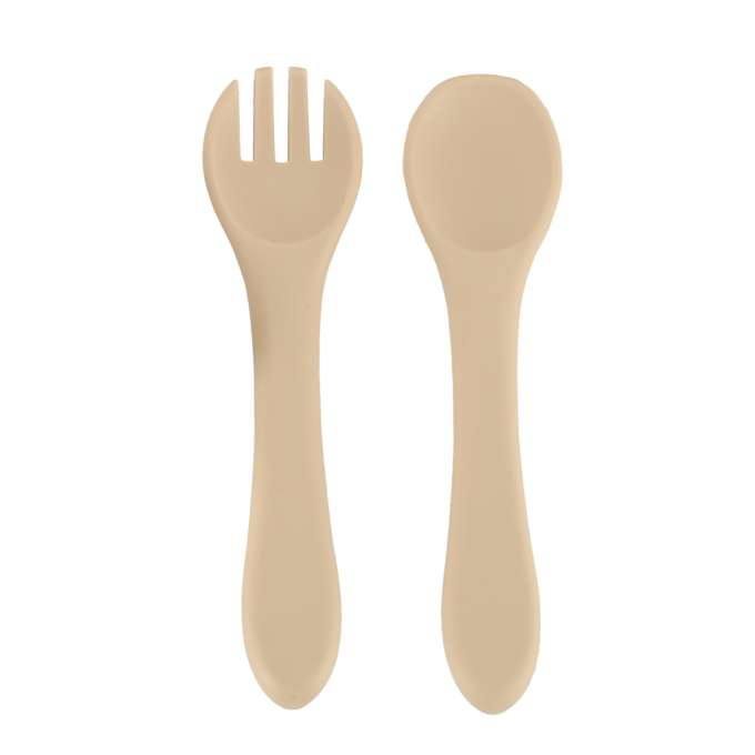 Set  hranire  din silicon pentru copii , bufniță, 8 elemente, bej [9]