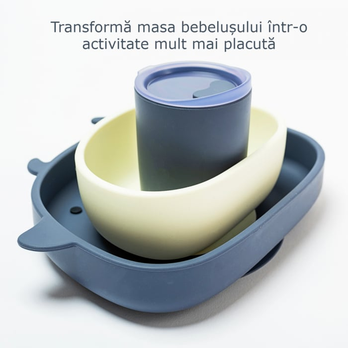 Set hranire bebelusi pentru diversificare din silicon, 6+ luni, Albastru [6]