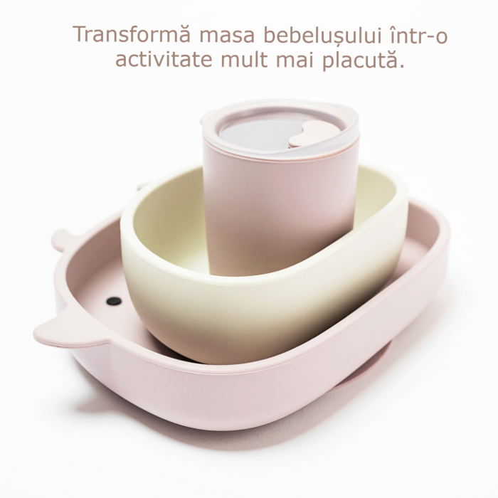 Set hranire bebelusi pentru diversificare din silicon 6+ luni, Roz Pudră [2]