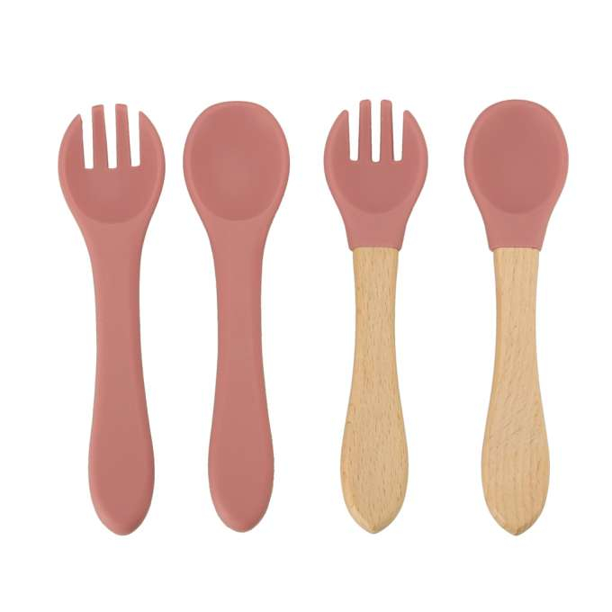 Set hranire din silicon pentru copii, crab 19 piese, roz inchis [14]