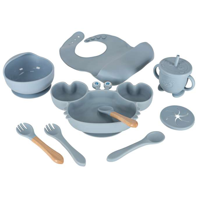 Set hranire din silicon pentru copii, crab 9 piese, crab albastru BPA FREE [8]