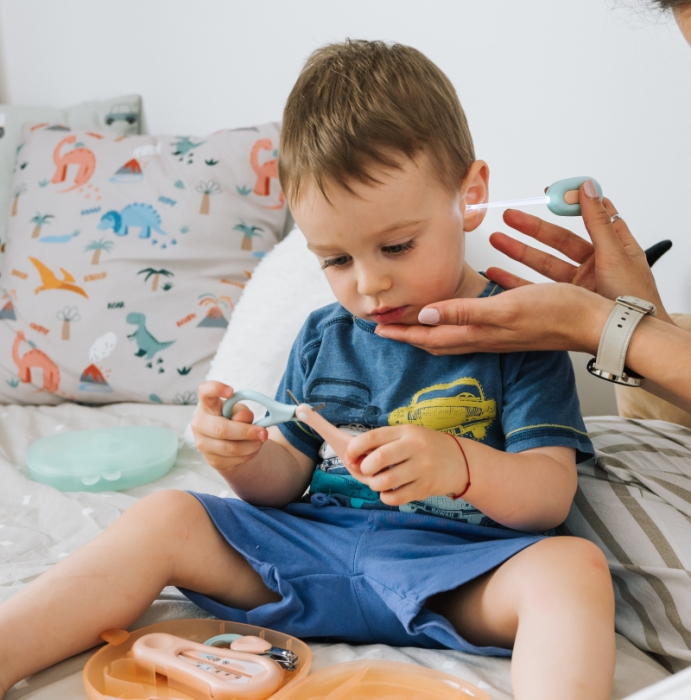 Set ingrijire bebe, kit 6 in 1 Babysnugg, Turcoaz - contine foarfeca, unghiera, pila, penseta, termometru apa si betisor ureche cu luminita [5]