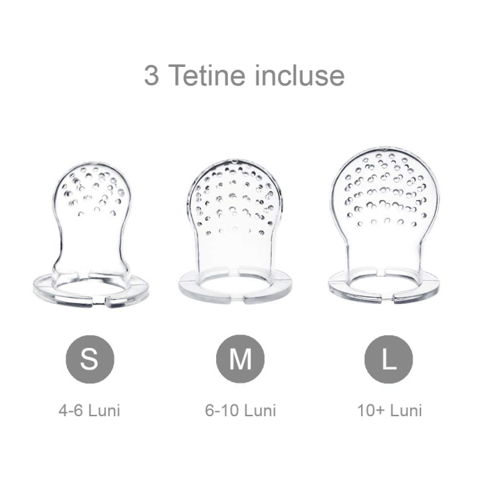 Suzeta pentru fructe si legume cu 3 tetine, fara BPA, Caramel [4]